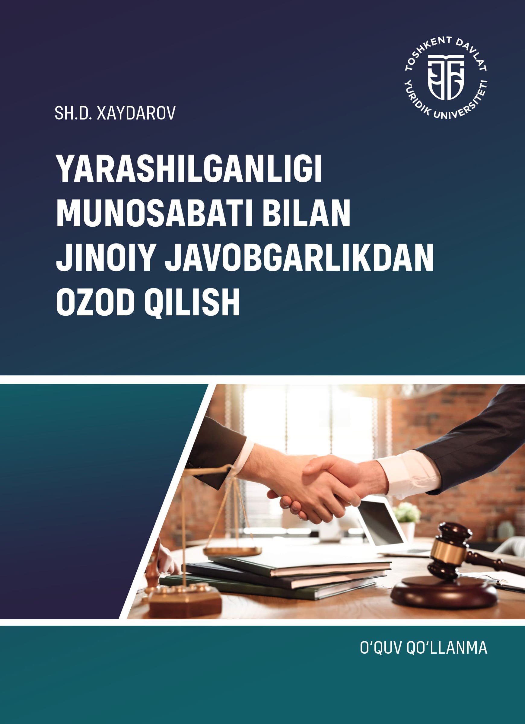 Yarashganligi munosabati bilan jinoiy javobgarlikdan ozod qilish. Xaydarov Sh. 2024