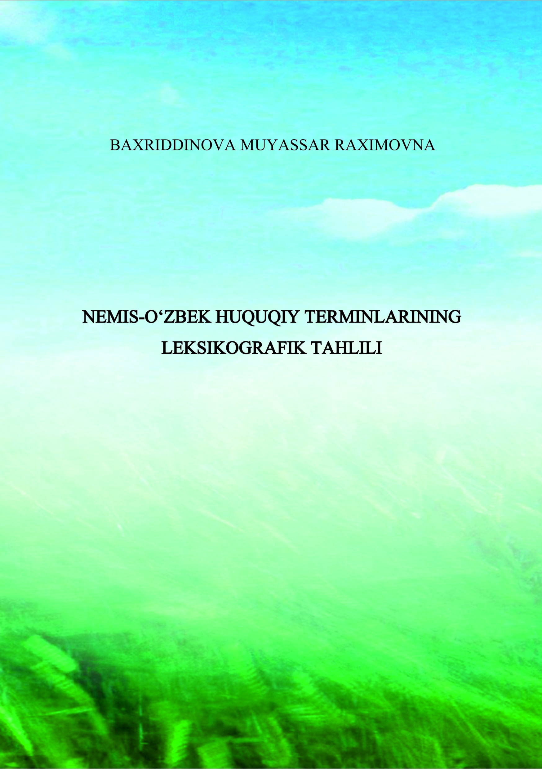 Nemis-o‘zbek huquqiy terminlarining leksografik tahlili
