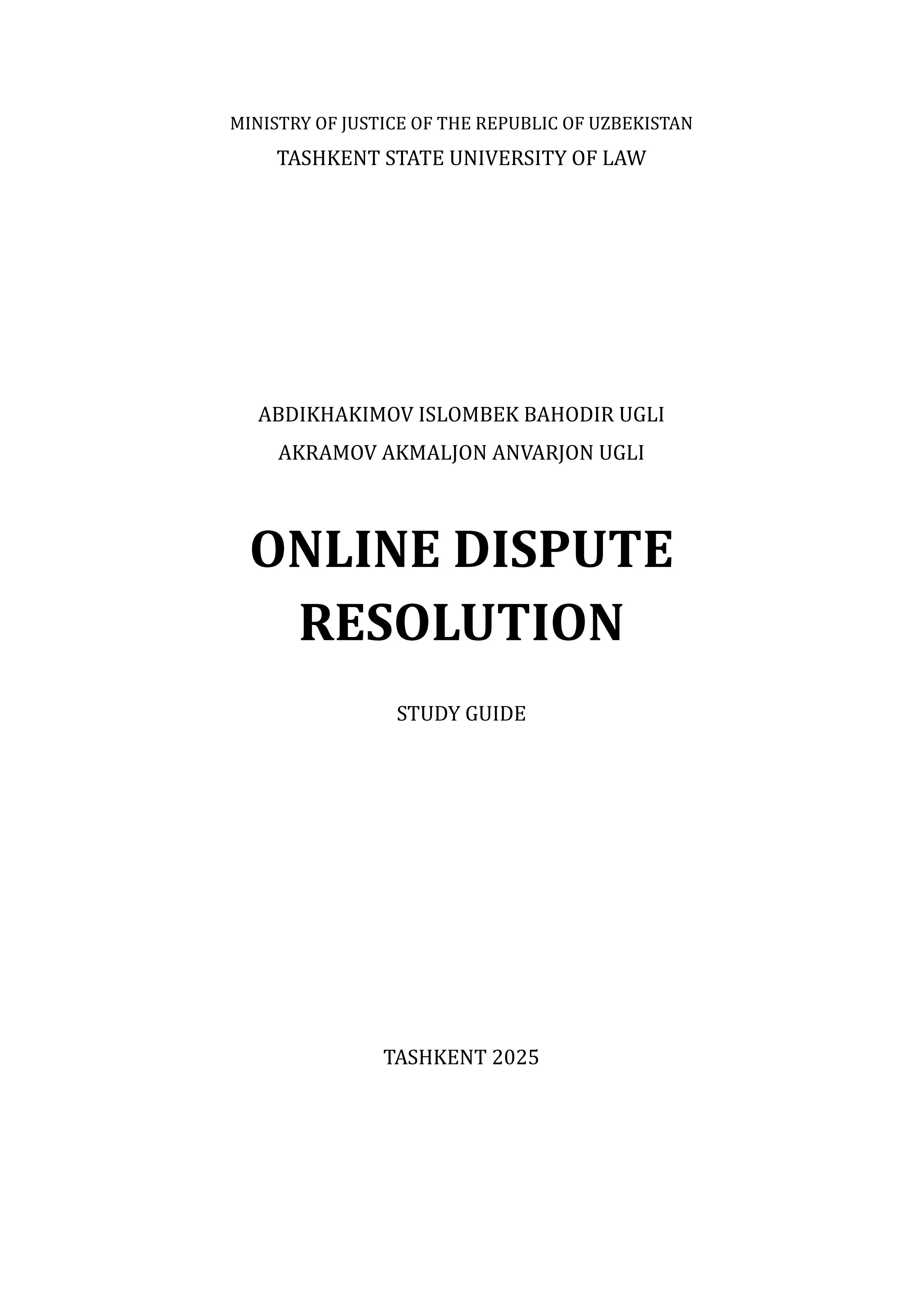 Online Dispute Resolution  